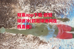 双赢app下载-欧冠球迷冲(欧冠球迷网在线直播)